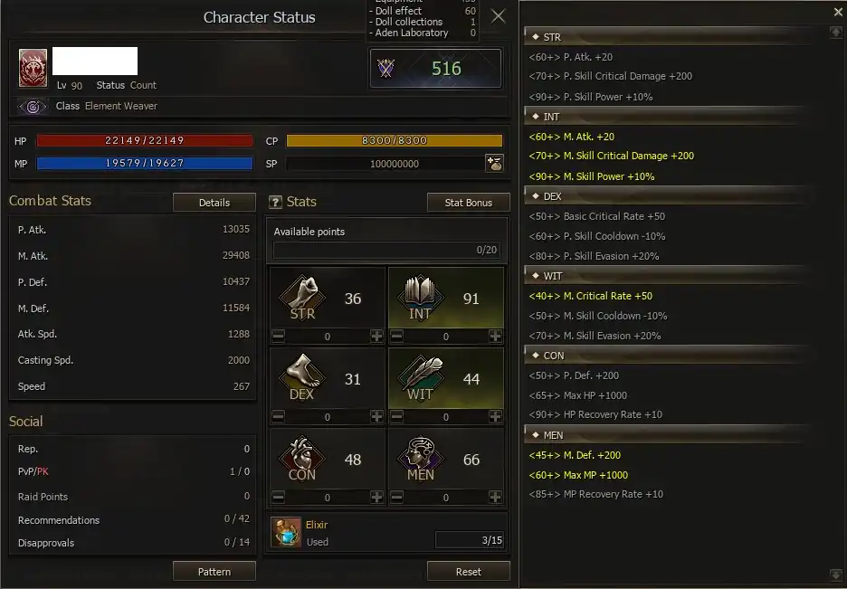 Element Weaver, 90 level, Dark Elf, Dressed (details in description)